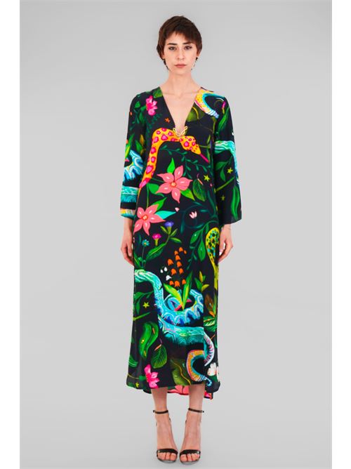 Abito fantasia in viscosa miriam stella | RE2518BLACVK SNAKE